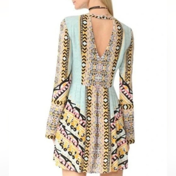 Free People Women's Blue Tegan Border printed mini dress - Picture 6 of 6